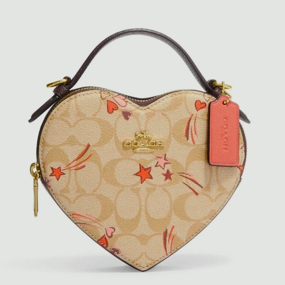 NWT Coach CK523 Heart Crossbody In Signature Canvas With Heart And Star Print
